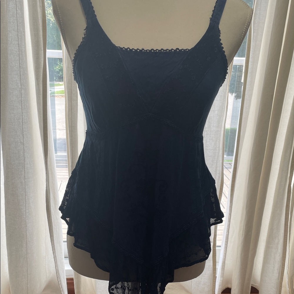 Black Lace Trim Camisole Top